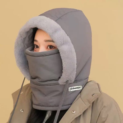 New Winter Hat for Women, Warm Pullover Hat, Outdoor Cycling Windproof and Cold-Proof Mask, Neck Scarf, One-Piece Hat, Lei Feng Hat