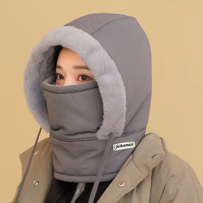New Winter Hat for Women, Warm Pullover Hat, Outdoor Cycling Windproof and Cold-Proof Mask, Neck Scarf, One-Piece Hat, Lei Feng Hat