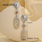 Nmse-e347-4 steel color red beads / 18K