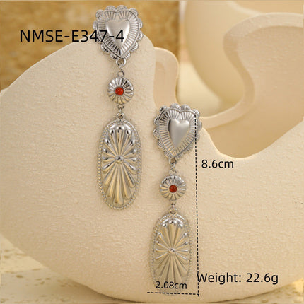 European and American Cross-Border Stainless Steel Tassel Heart Design Earrings Earrings Ins Plated 18K Gold Necklace Hand Jewelry Wholesale