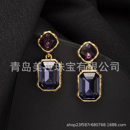 Oscardelarenta new crystal sugar vintage earrings niche design geometric simple fashion high sense