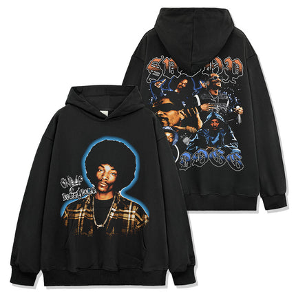 Cross-border Retro Snoopy Dog SNOOP DOGG Printed Short-sleeved T-shirt Washed Long-sleeved Casual Hooded Sweatshirt