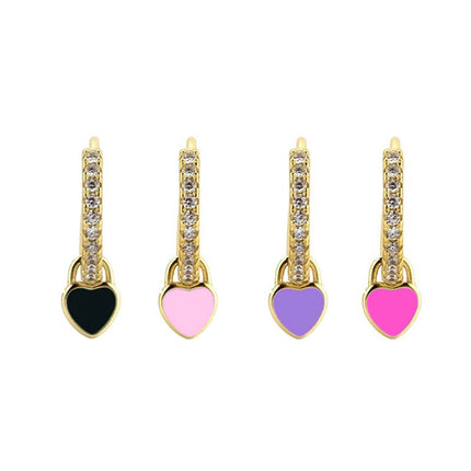Cross-Border European and American Style Ins-Style Heart-Shaped Earrings with Colorful Zircon, Light Luxury, High-End Fashion and Elegant Earrings