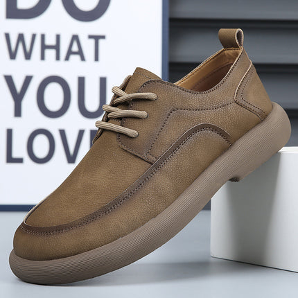 2024 Spring and Summer New Men's Shoes Breathable Retro British Style Leather Shoes Men's Comfortable Trendy All-match Casual Shoes