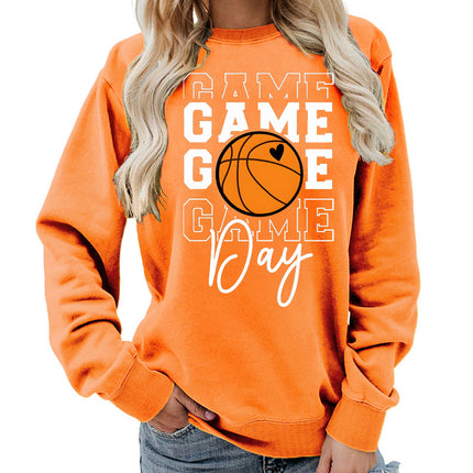 Game day printed round neck women's top vests foreign trade supply autumn and winter coat casual loose European size cross-border