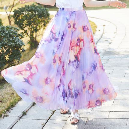European and American Printed Skirt for Women Amazon 2025 Summer New Casual Seaside Vacation Long Skirt Skirt