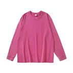 Red-pure cotton 280g washed long-sleeved t-shirt / S