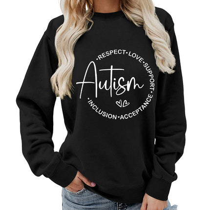 Foreign trade supply autism printing round neck women's coat vests foreign trade supply autumn and winter coat leisure wide pine Europe
