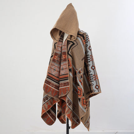 Ethnic Style Men's Hooded Cloak Shawl Women's Thickeneded Warm Xinjiang Xizang Lijiang Travel Photo Outer Cloak