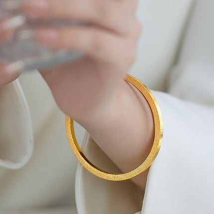 Vietnamese Brushed Gold-Plated Nail Sand Chopstick Bracelet for Women, Imitation Gold Bracelet, Light Luxury Niche Plain Ring Square Heritage Bracelet