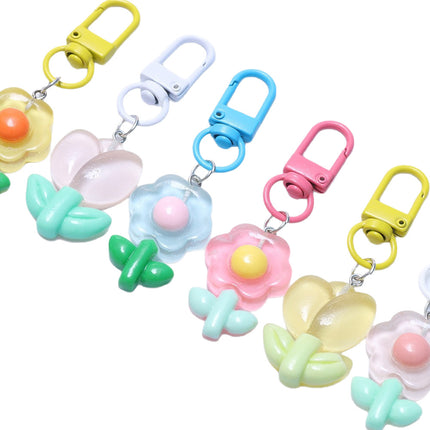 Tulip Flower Keychain Handmade DIY Small Fresh Cute Key Ring Bag Hanging Sweet Student Gift