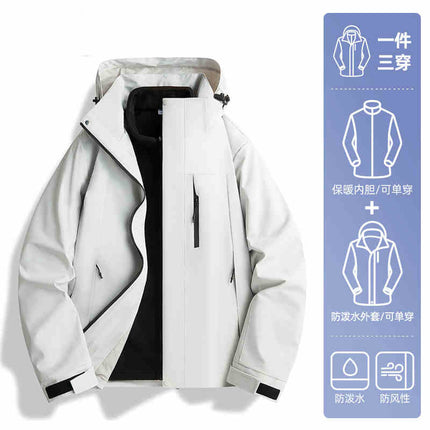 Camel HJCAMEL Jacket Men's and Women's Trendy Brand Three-in-One Windproof and Waterproof Couple's Jacket Mountain Climbing and Mountaineering Suit