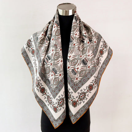[Thistle Flower Story] Heavy Weightweight 18 Mumi Twill Silk Scarf Women's Mulberry Silk Double-Sided Printed Large Square Scarf Shawl