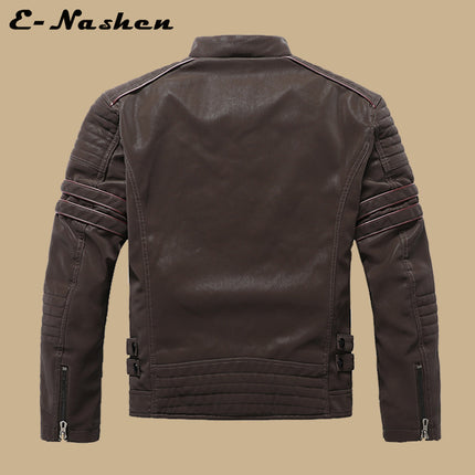 Factory Direct Sale Men's Autumn and Winter Suede Leather Jacket Fashion Slim Brushed Pu Motorcycle Trendy Brand Slim Coat