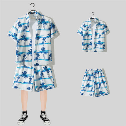 Short-sleeved Flower Shirt Hainan Island Clothing Beach Clothing Sanya Summer Weifeng Thailand Travel Men's Couple Summer Thin suit