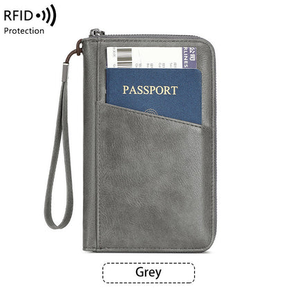 Cross-border New RFID Anti-magnetic Wallet Zipper Passport Bag Certificate Bag Air Ticket Storage Bag Multifunctional Passport Wallet