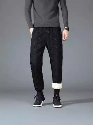Lamb Down Pants Men's plus size Casual Pants Winter Windproof fleece-lined Thick Cold-resistant Warm Pants for Women