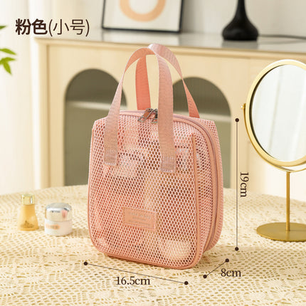 Cross-Border New Product Mesh Large-Capacity Cosmetic Bag for Women, Multi-Functional Partitioned Travel Toiletry Storage Bag, Portable