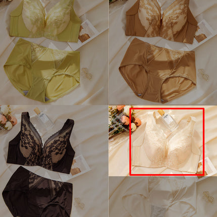 Outer expansion bra plus size thin Cup underwear soft steel ring anti-drooping adjustable small bra comfortable breathable four breasted
