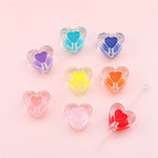 a pack / Peach heart mixed color 15 × 17mm aperture about 2.5mm 10/bag
