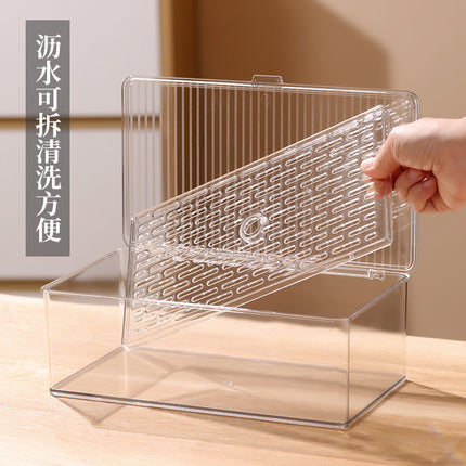 Tea Set Storage Box with Lid Dust-Proof Transparent Tea Table Desktop Tea Cup Storage Rack Kung Fu Teapot Storage Rack