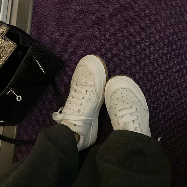 Ten Thousand Years White Shoes Classic Real Wear Daily Collocation Casual Comfortable Thick Sole Height Increasing Minimalist 24 Women's Board Shoes