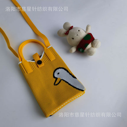Girl's Heart-Shaped Knitted Crossbody Bag