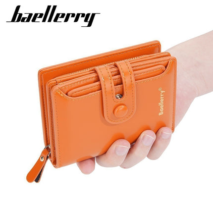 Baellerry New K-Style Cross-Border Oil Wax Leather Multi-Card Slot Buckle Wallet Zipper Women's Short Coin Purse