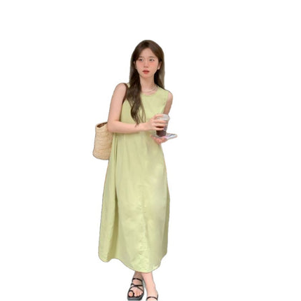 Korean Style Slimming Fresh Green Vest Dress Women's Summer 2025 New Mid-Length Casual Loose Skirt