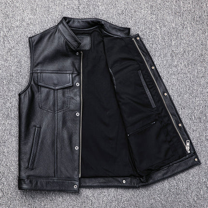 Cross-border Amazon wish vest excellent zipper button motorcycle leisure leather vest