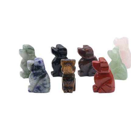 1in Puppy Crystal Agate Stone Mini Carved Small Animal Semi-Precious Stone Crafts Dog Small Ornaments