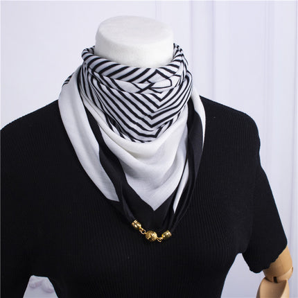2025 New Silk Scarf Autumn and Winter Cold Protection Neck Protection Anti-Rubbing Collar Square Scarf 68cm Silk Scarf Magnetic Buckle Western Style Scarf