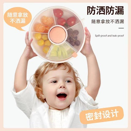 Round Rotating Lunch Box with Lid, Portable for Carrying Children's Snacks and Fruit Plates, Sealed Dry Fruit Tray, Moisture-Proof and Portable