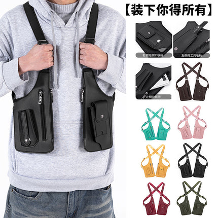 Foreign Trade Men's Vest Bag, Retro Strap Armpit Bag, Multi-Functional Shoulder Bag, Women's Outdoor Crossbody Bag, Mobile Phone Bag