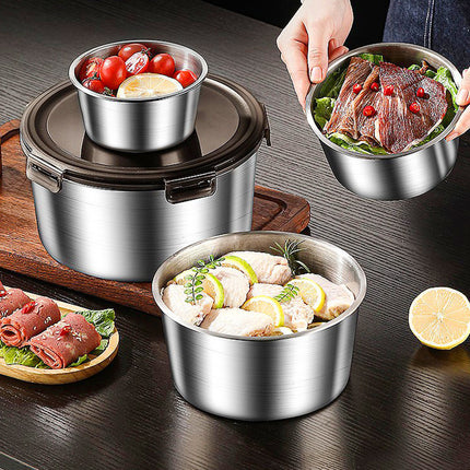 304 Stainless Steel Round Fresh-Keeping Box, Sealed Lunch Box, Office Worker Take-Out Box with Lid, Portable Soup Bowl, Custom Logo