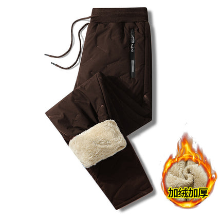 Lamb Wool Cross-Border Cotton Pants Autumn and Winter Fleece-Lined Cold-Proof Men's Elastic Waist Casual Pants Cold-Proof and Warm Long Pants