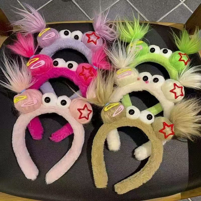 Trendy Quirky Hair Clip with Fluffy Hairband for Girls, Creative Versatile Face-Washing Hair Accessory