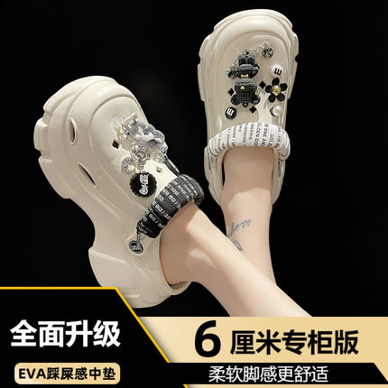 New Fashion Platform Cave Shoes Women's Thick Bottom Increased Anti-slip Internet-famous Cute Beach Sandals for Summer