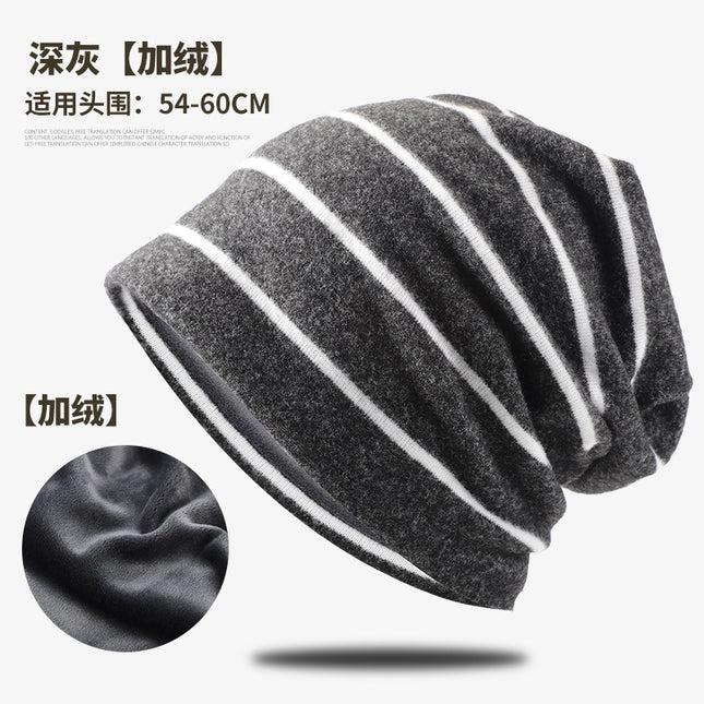Hat Men's New Winter Warm Knitted Hat fleece-lined Stack Hat Cross-border Hot Selling Elastic Plush Pullover Cold Hat for Women