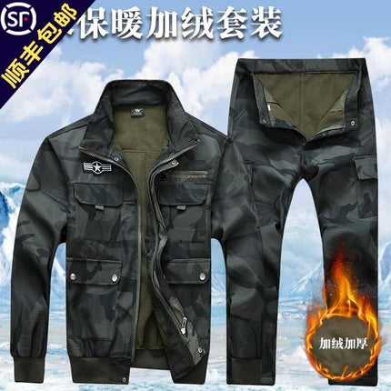 Outdoor Tooling Cold Storage Overalls Men's Suit Winter Velvet Thickened Cold-proof Warm Welder Wear-resistant Tooling