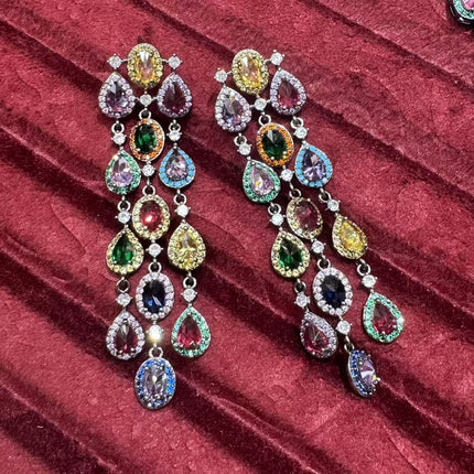 Water Drop Shape Full of Zirconia, Ladylike Temperament, High-End, Light Luxury and Heavy-Duty Women's Necklace Set