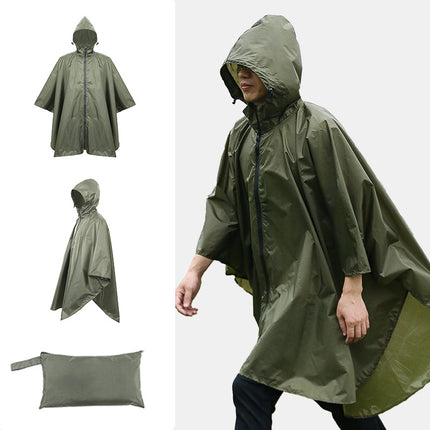 Ultra-thin outdoor cape raincoat adult zipper hiking mountaineering fishing camping poncho camouflage factory direct sales