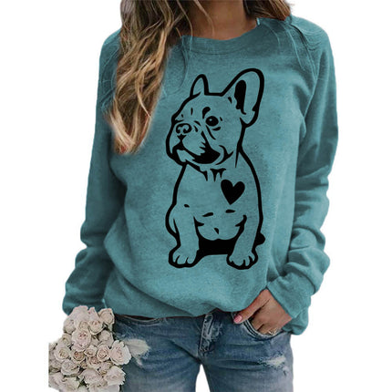 Foreign trade supply dog love printing round neck jacket sweater European size women's coat long sleeve cross-border autumn and winter leisure