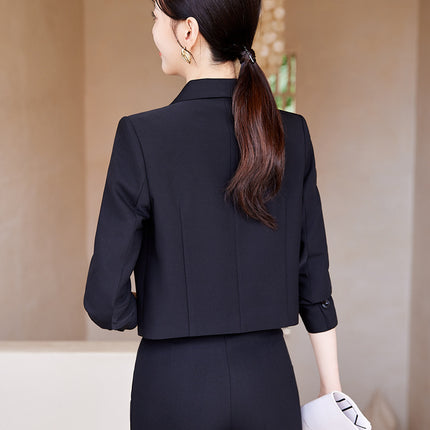 Short Blazer for Petite Women, Stylish Suit Set, 2025 New Spring and Autumn Casual Formal Two-Piece Set