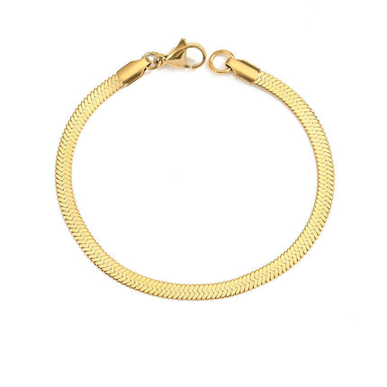 Cross-border European and American Stainless Steel Snake Bone Chain Bracelet for Men and Women Simple Gold Flat Snake Chain Bracelet Bracelet Wholesale