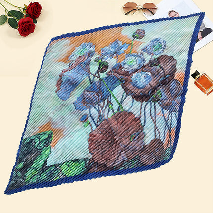 New wrinkled small square scarf female Korean imitation silk printed wrinkled small scarf Joker scarf decorative scarf wholesale