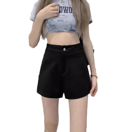 Versatile commuter black suit shorts women's plus size summer new high waist leggings outer wear small hot pants