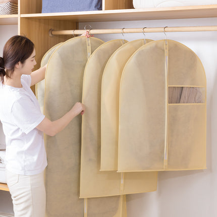 Non-woven Clothes Dust Cover Suit Cover Dust Bag Household Fully-enclosed Storage Cover Hanging Pocket