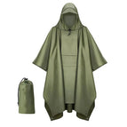 Military green 210t polyester poncho raincoat pocket style / One size fits all