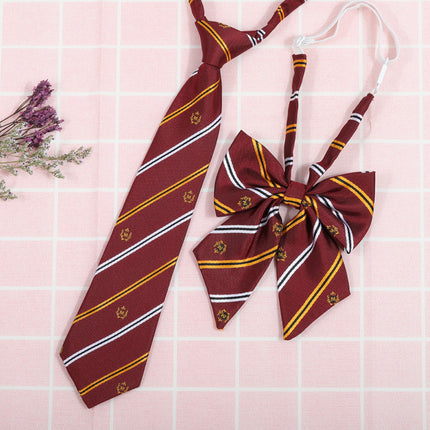 Japanese and Korean striped jk/dk college style men's and women's red cyanotic gray blue shirt accessories tie-free collar set